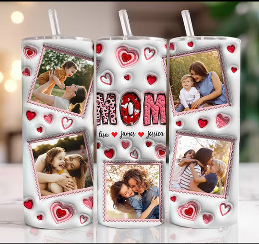3d Mom Tumbler - Personalized Photo Collage - 20oz Stainless Steel Tumbler