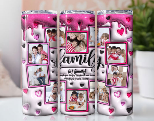 3d Family tumbler - Personalized Photo Collage - 20oz Stainless Steel Tumbler