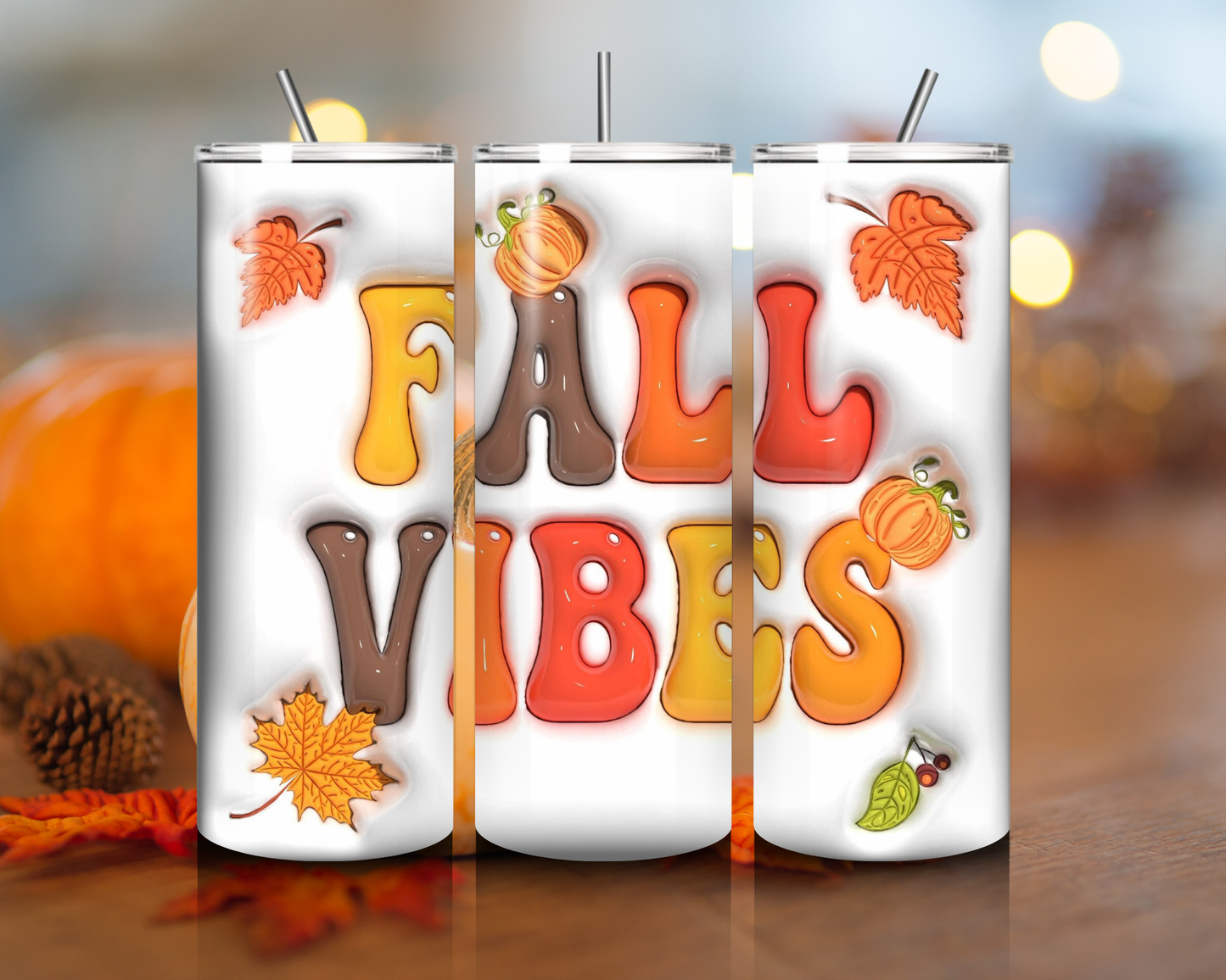 Fall Vibes, Fall, Autumn, Fall Tumbler, Skinny Tumbler, 20 oz