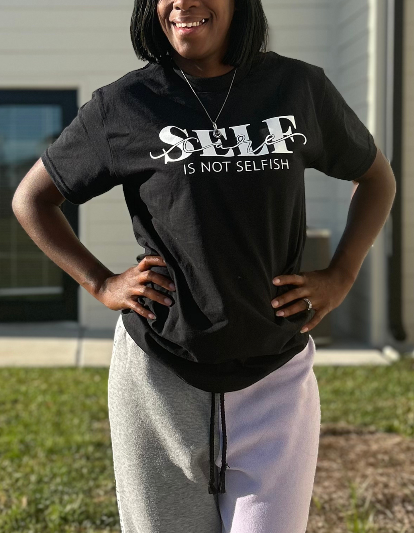 Self Care Is Not Selfish Black T-Shirt